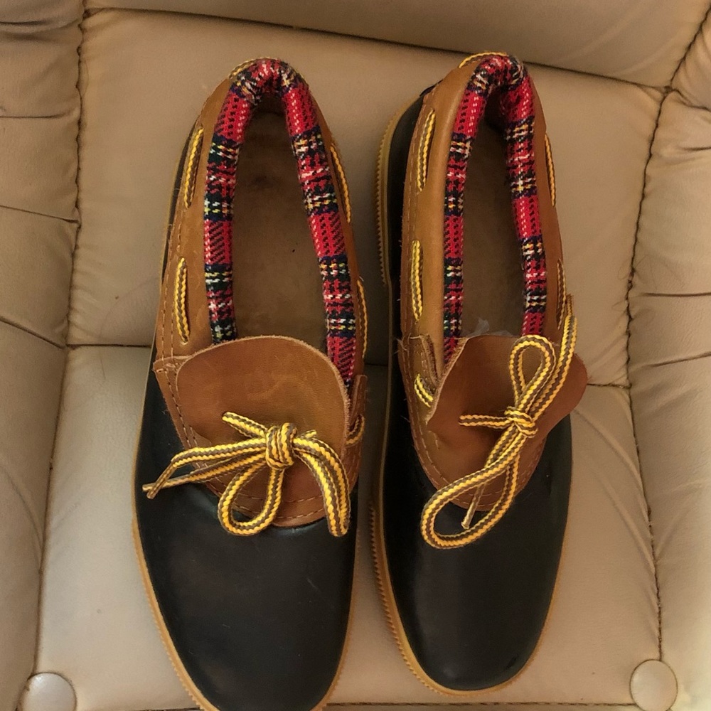 Vintage Land’s End Low Duck Boots Plaid Trim Wool Lining - Size 7 - Picture 2 of 7